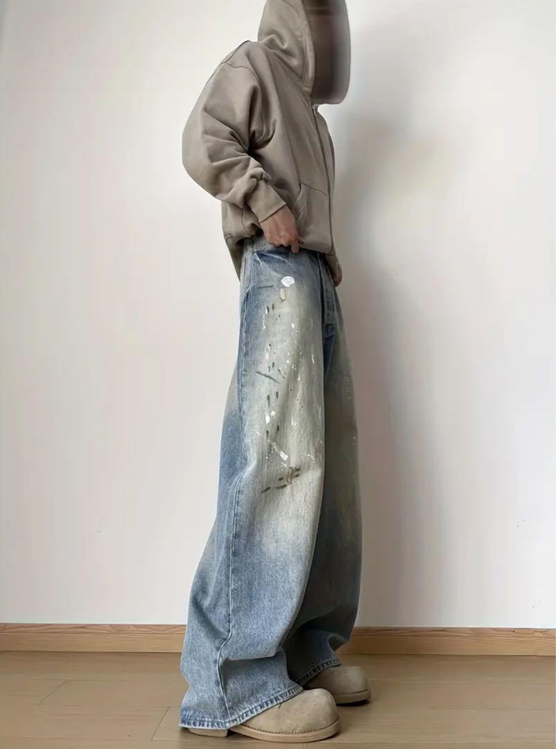 【新品】バギーパンツ menes vintage加工デニム