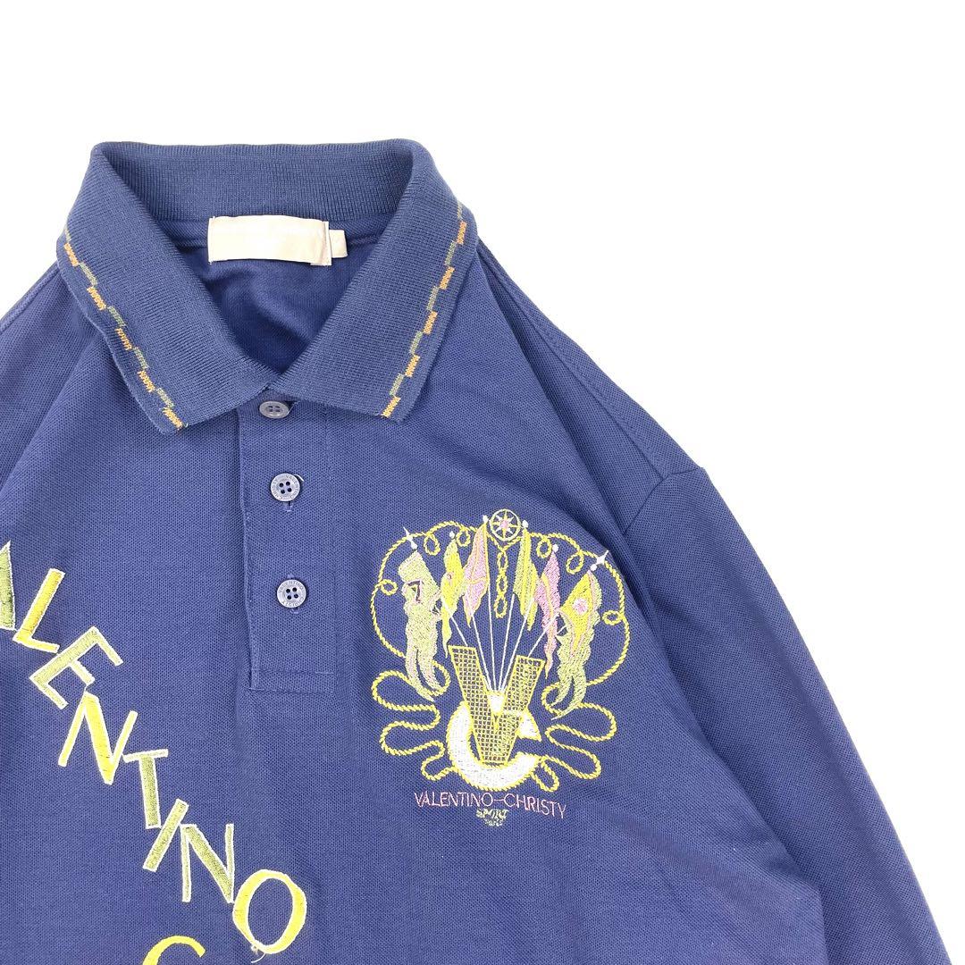 【抜群の存在感】 VALENTINO 刺繍 ポロシャツ 長袖 エンブレム 美品