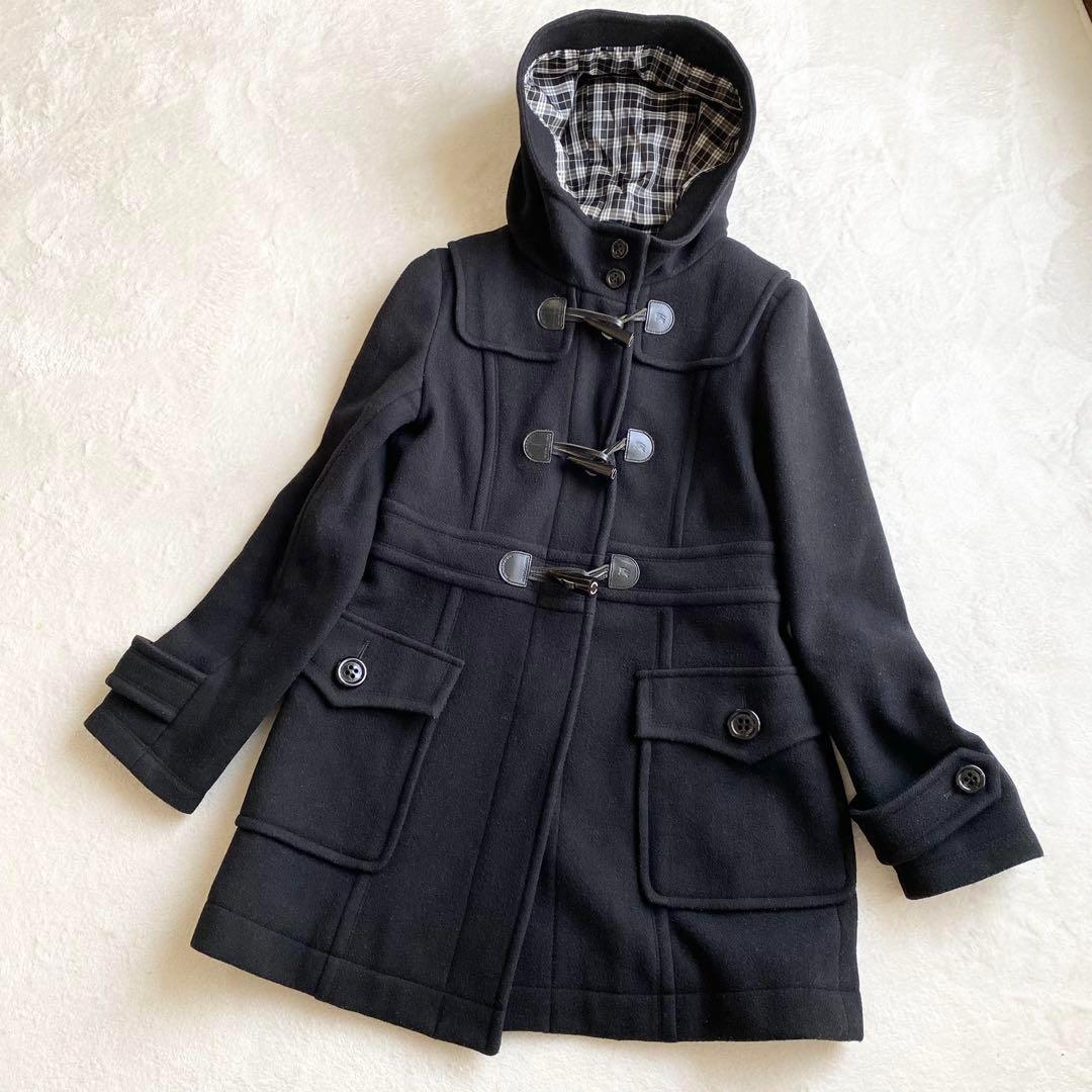 バーバリーブルーレーベル●ダッフルコート●ノバチェック●ホースロゴ●フード●40