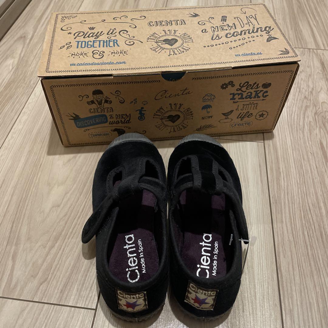 新品 cienta ベロアTストラップシューズ