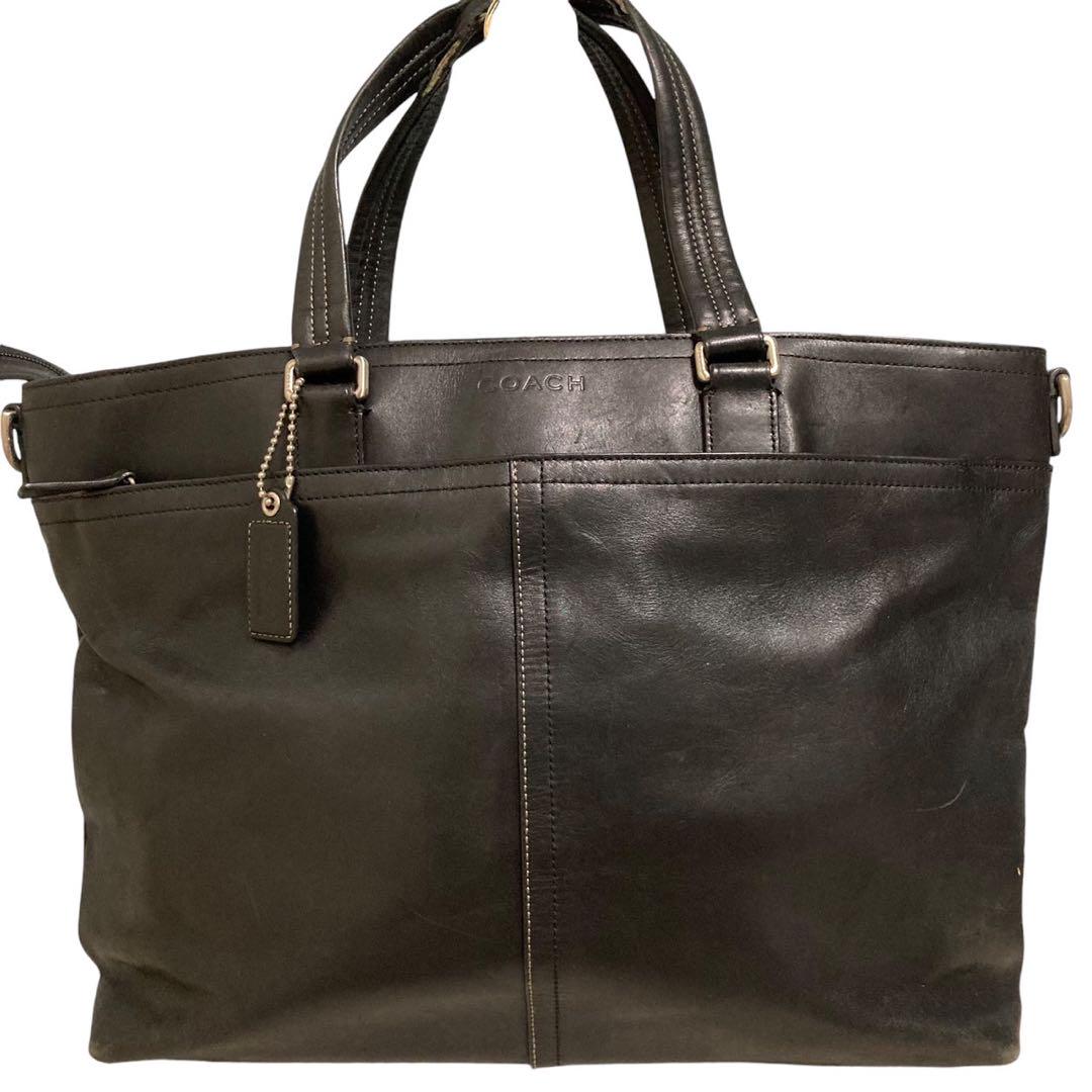 COACH メンズ ビジネスバック オールレザー ブラック 70637