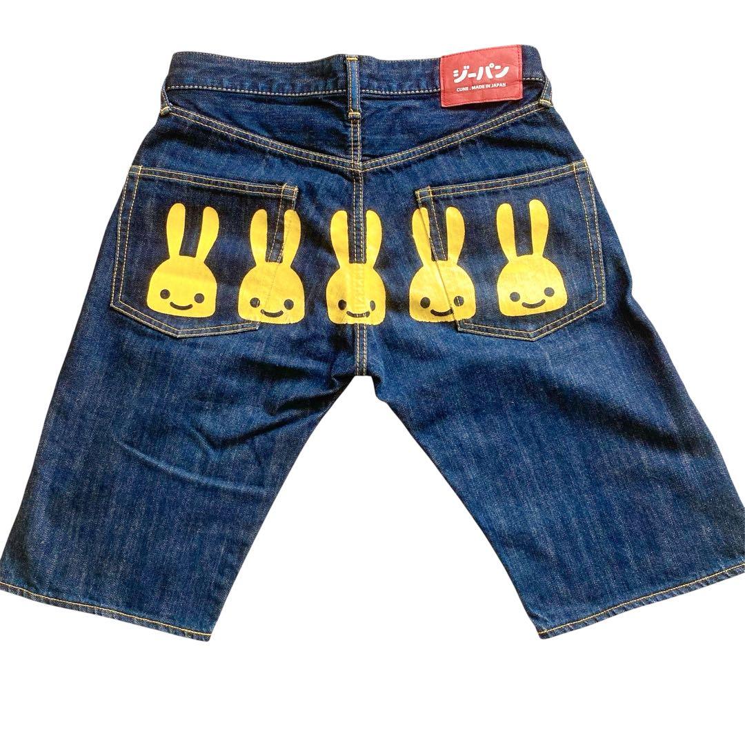 ☆美品☆（USED） CUNE 5連うさぎ デニムハーフパンツ 32 【128