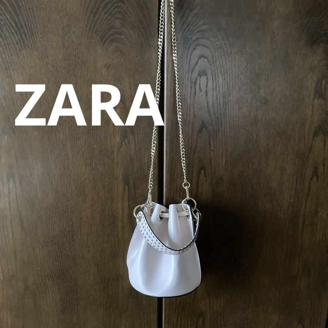 美品ZARA ￼ベビーピンク　￼スタッズ　バッグ