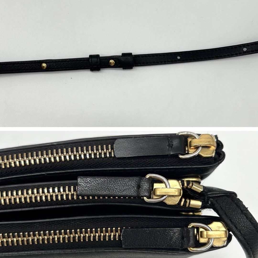 極美品　【CELINE】ショルダーバッグ　トリオ　スモール　ゴールド金具　黒