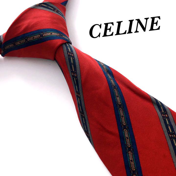 CELINE セリーヌ 美品 ネクタイ 高級シルク ナロータイ トリオンフ 数々の賞を受賞 CELINE セリーヌ 美品 ネクタイ 高級シルク ナロータイ トリオンフ 数々の賞を受賞
