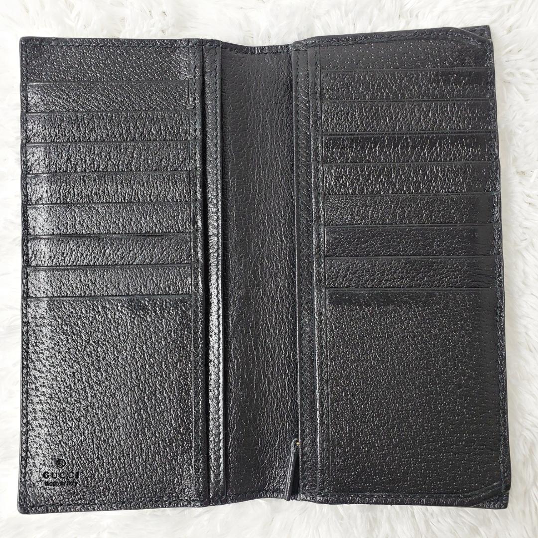 極美品】GUCCI グッチ GGマーモント 長財布 レザー シボ革 ブラック