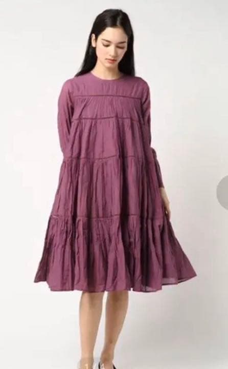 メルカリ ヌキテパ ティアードワンピース パープル ひざ丈ワンピース 6 800 中古や未使用のフリマ
