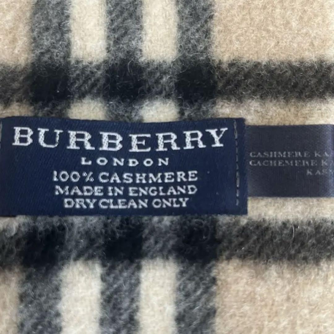 ③バーバリー Burberry マフラー ベージュ チェック カシミア100