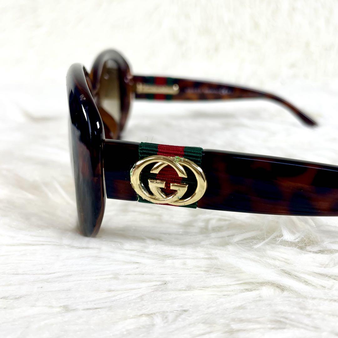 GUCCI　サングラス　GGロゴ　シェリーライン　べっ甲柄フレーム　ブラウン