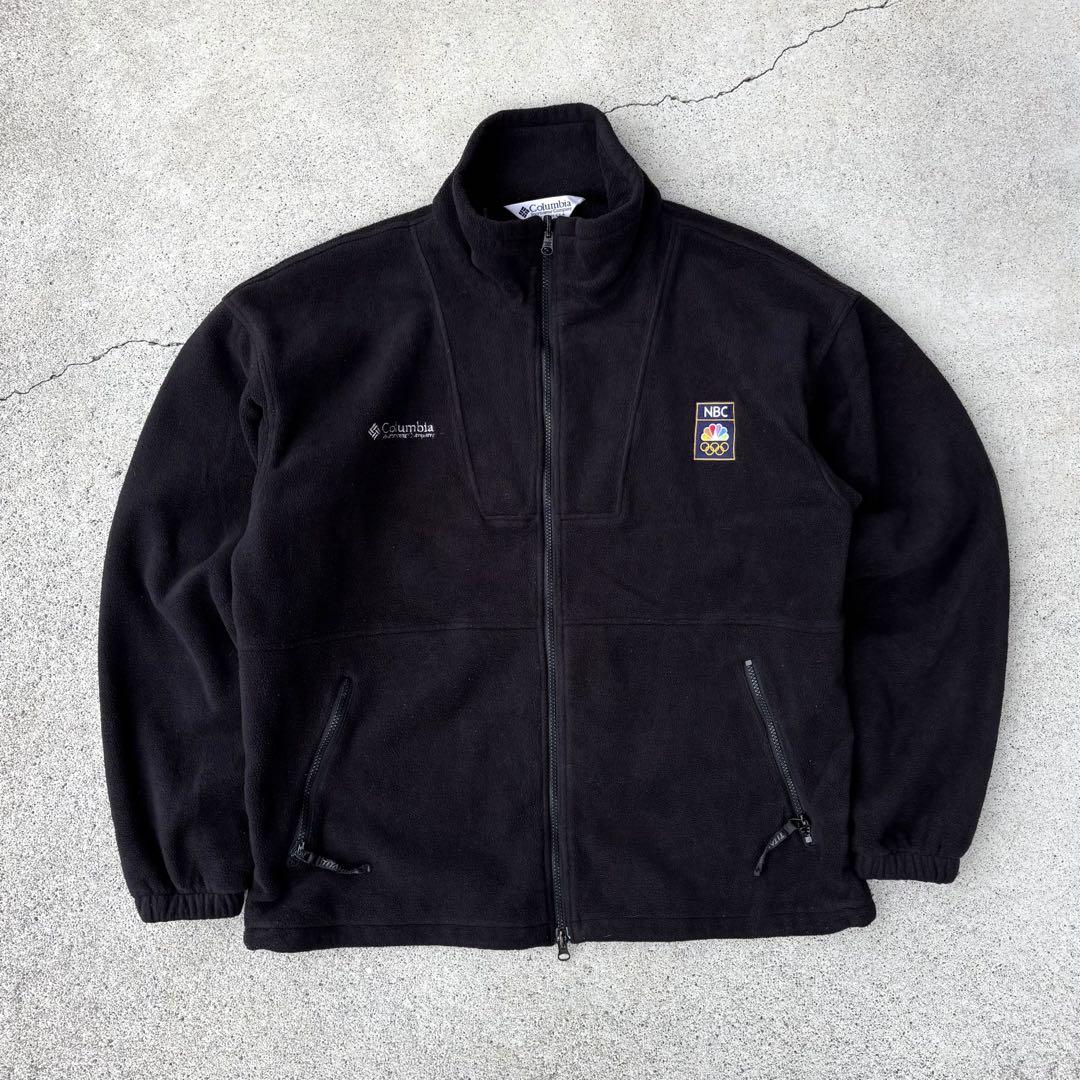 00s コロンビア 古着 ダブルジップ フリースジャケット NBC 企業 L 黒