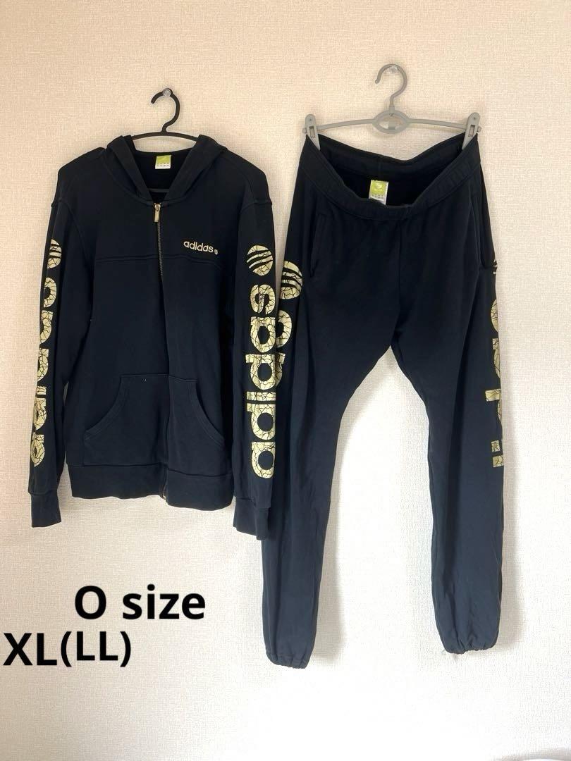 adidas アディダス ブラック 金 ゴールド スウェット上下 LL O XL