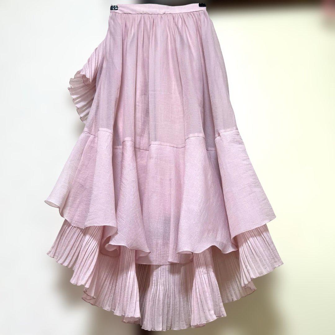 エイミー イストワールフリルピンクロングスカート