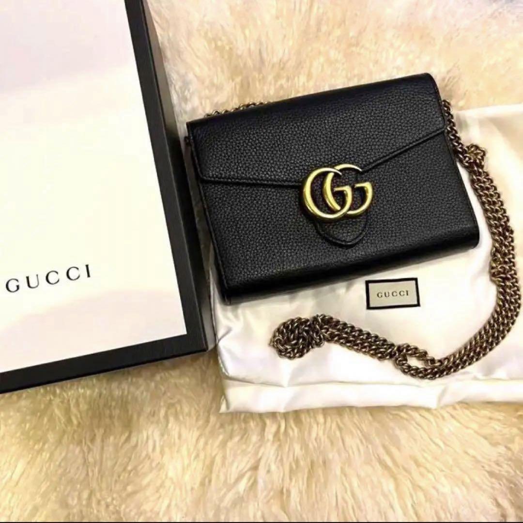 GUCCI グッチ　GGマーモント　チェーンウォレット