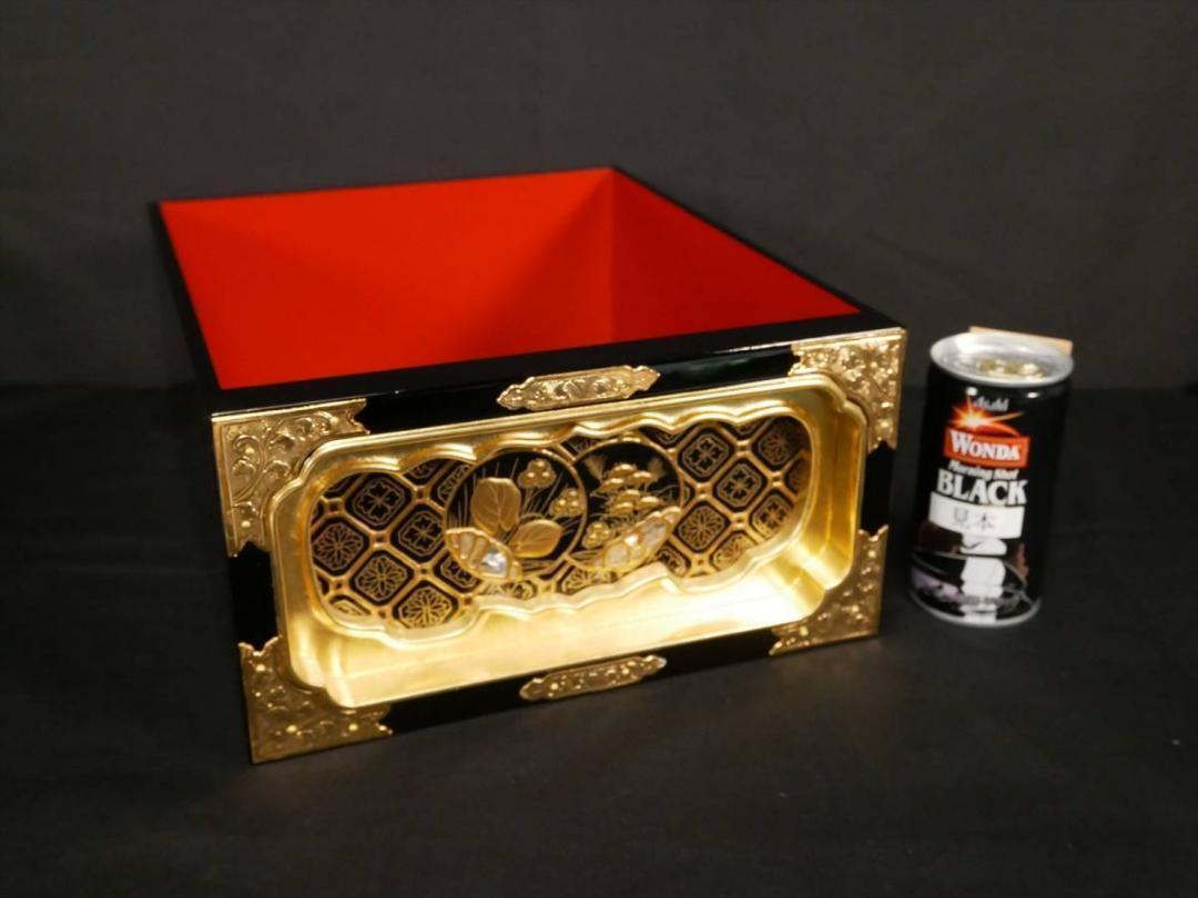 収集品 仏壇用引出し 金具付き 本金箔 蒔絵付き 仏壇用 3132