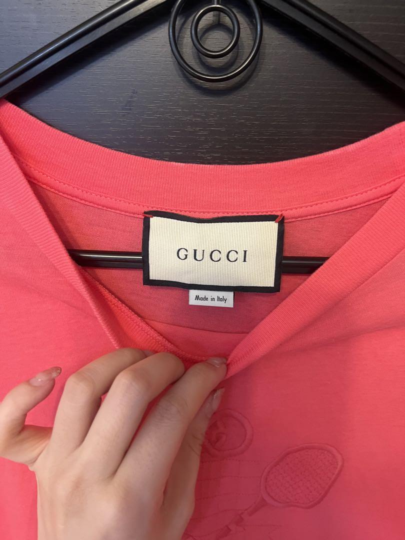 GUCCI テニスモチーフ ピンク Tシャツ グッチ ピンク Tシャツ テニス レディース