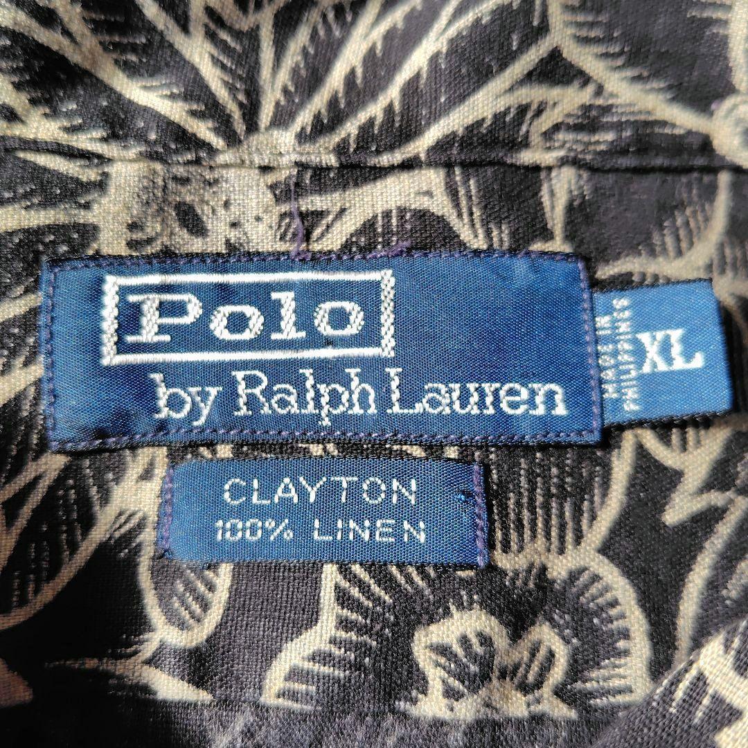 ✨90s✨ラルフローレン★クレイトン★半袖★リネンシャツ★ブラック★XL★花柄