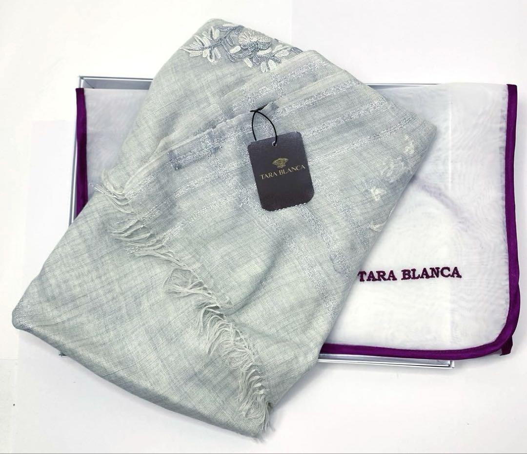 新品 TARA BLANCA ターラブランカ アリー 刺繍 大判 高級 ストール