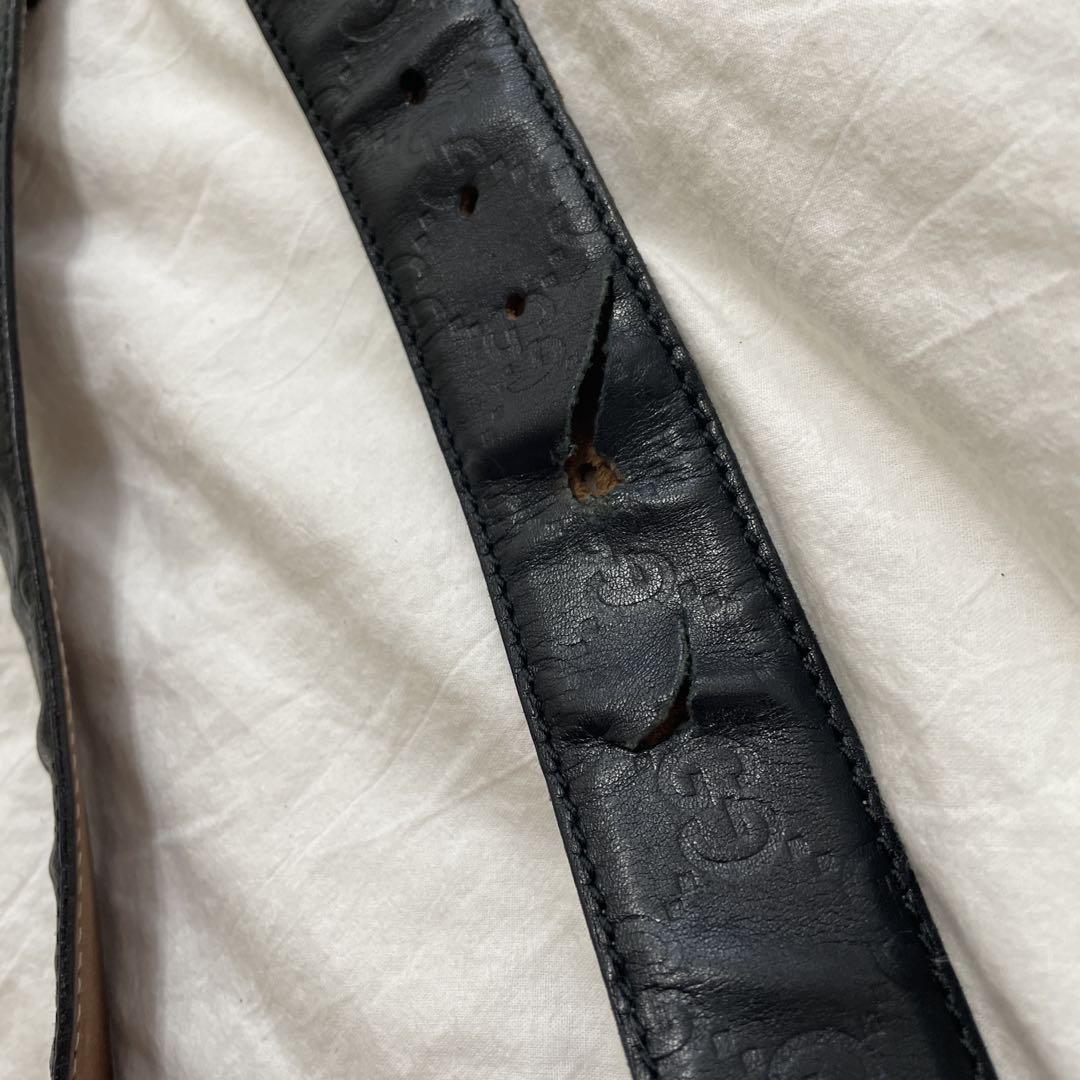 Gucci ブラックレザーベルト ダブルGロゴ
