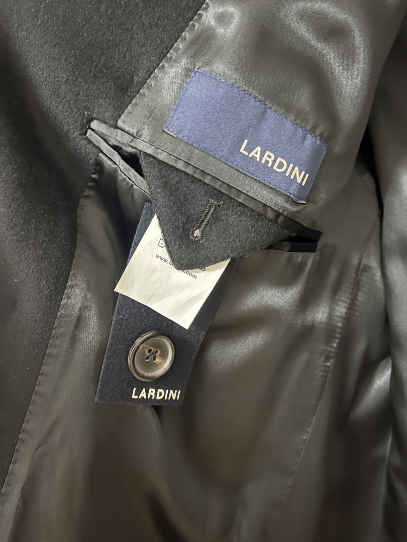 LARDINIラルディーニ ダブルチェスターコート50ブラック黒