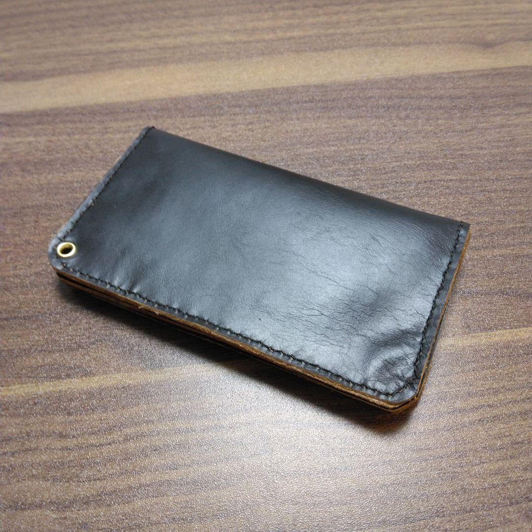 新品未使用本革牛革茶芯トラッカーウォレットハンドメイド総手縫い
