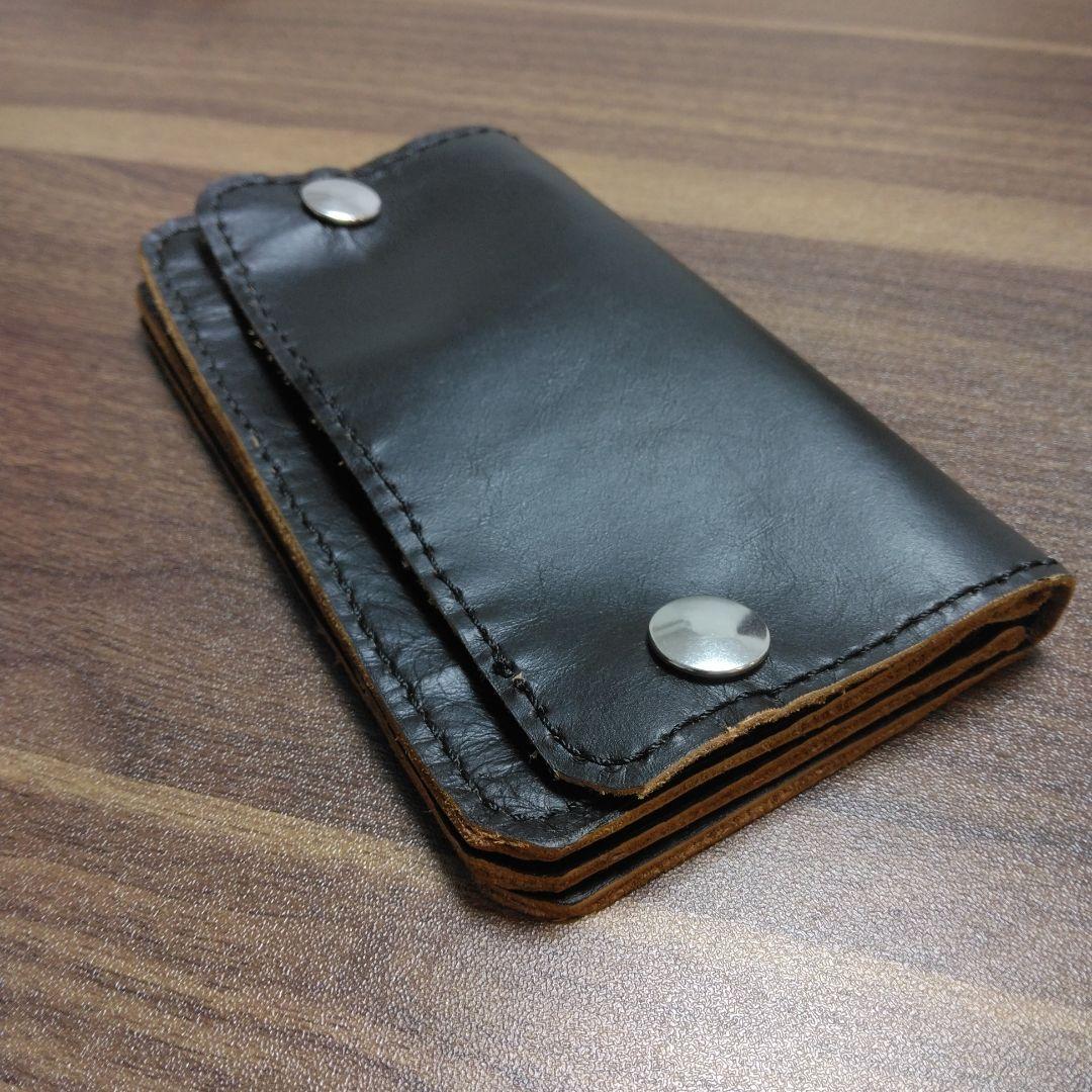 新品未使用本革牛革茶芯トラッカーウォレットハンドメイド総手縫い