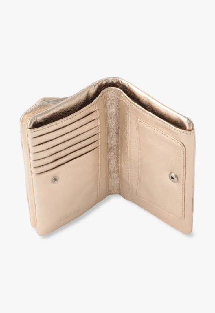 新品【アナスイ】やぎ革 ルシィ 口金 がま口二つ折り財布 ゴールド