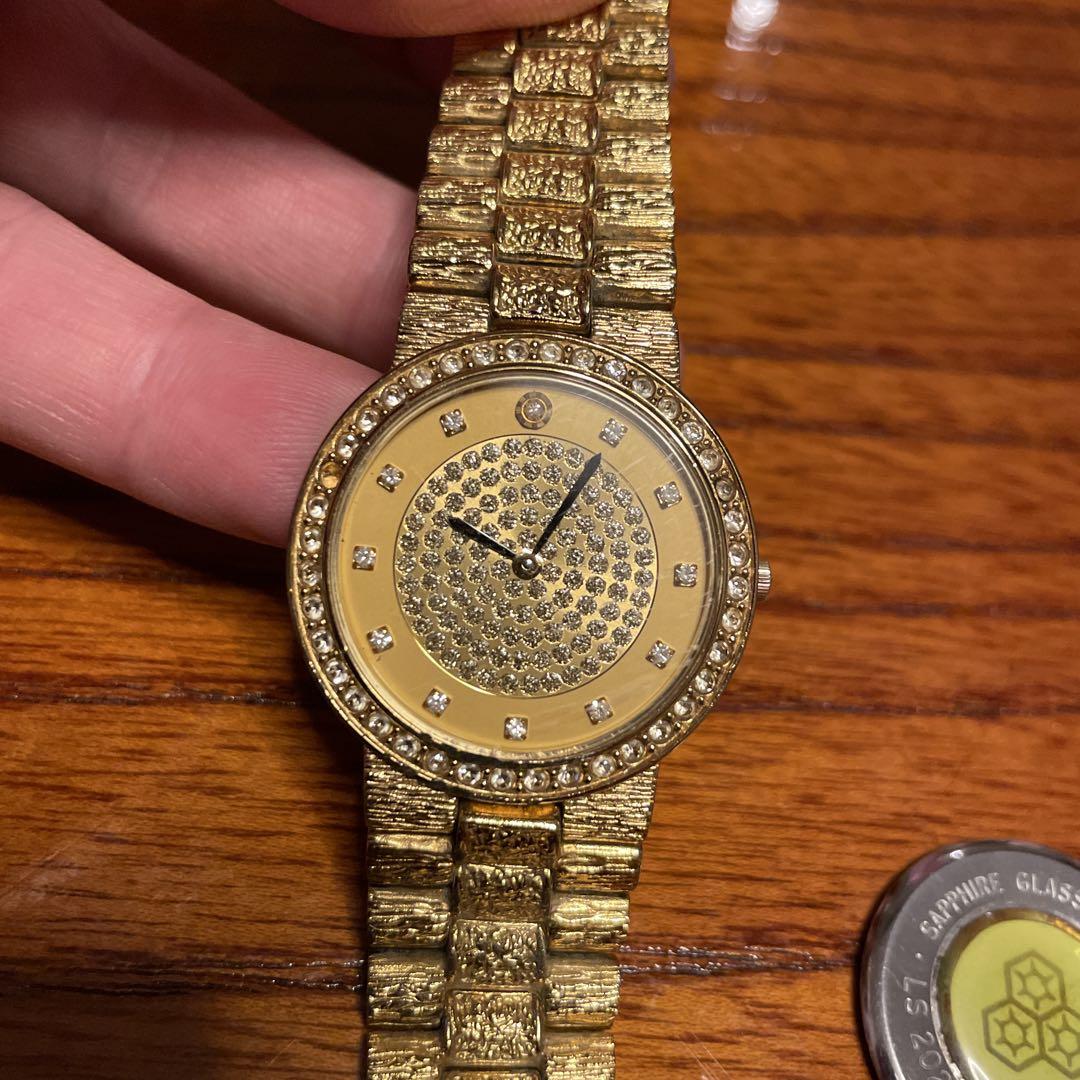LANGS GOLDクォーツ　18k ダイヤ　腕時計　メンズ