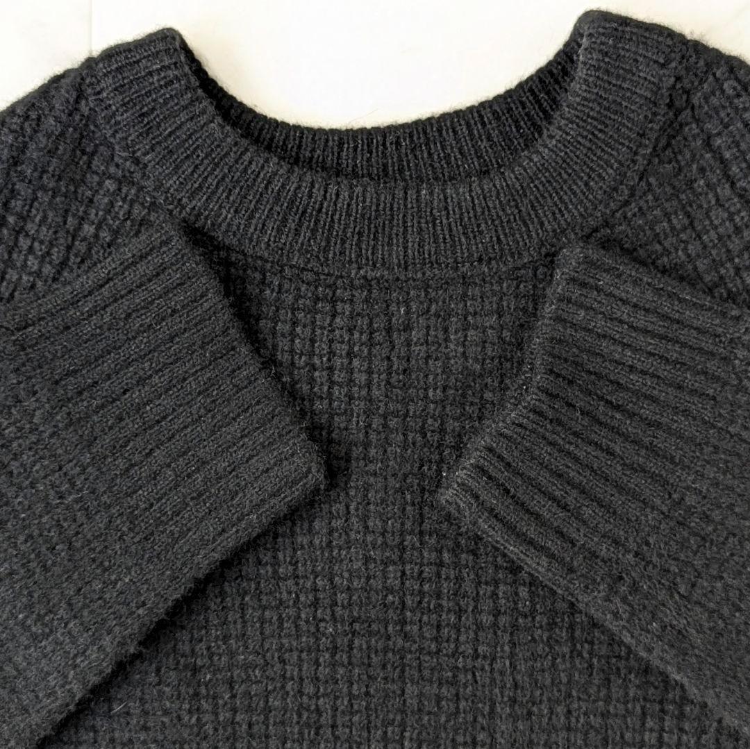 美品【大きいサイズL】エストネーション ウールカシミヤワッフルセーター ブラック