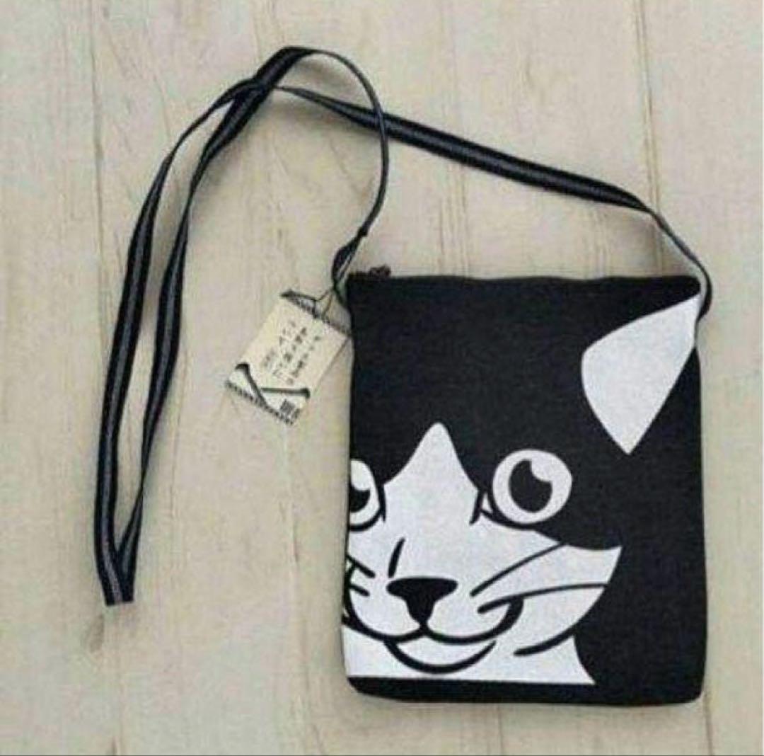 新品 倉敷屋 デカ顔 真田紐 デニム ショルダーバッグ 猫 ねこ