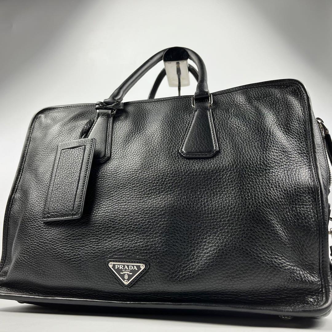 高級品✨ PRADA プラダ ビジネスバッグ レザー ブラック 黒 三角ロゴ