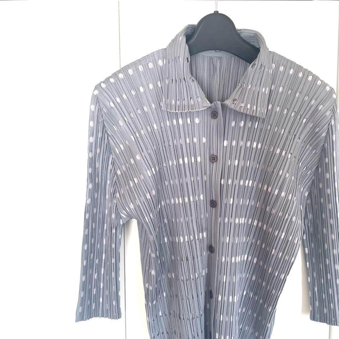 PLEATS PLEASE グレー プリーツトップス PLEATS PLEASE プリーツプリーズ 重ね仕様 グレー カットソー