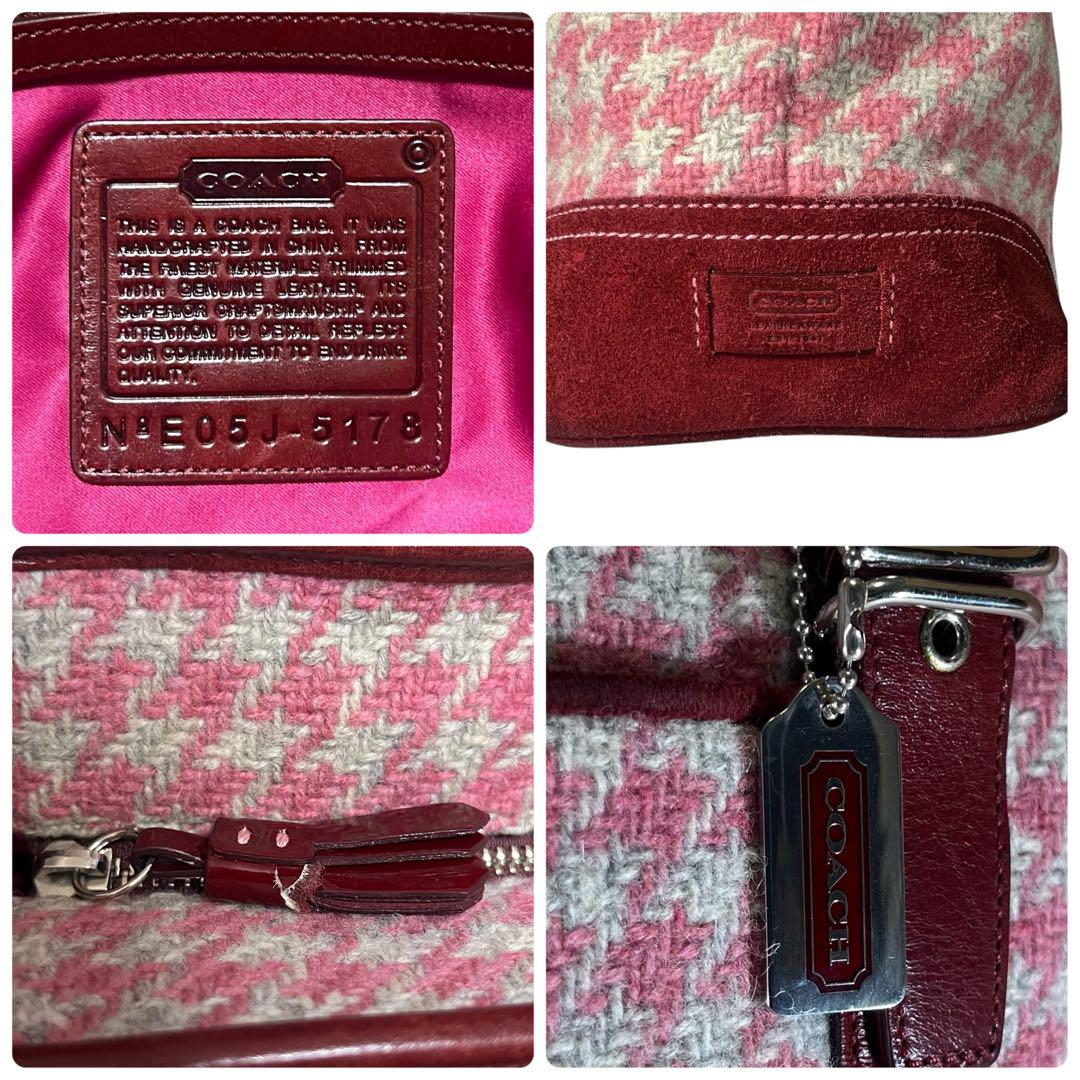 coach コーチ トートバッグ A4サイズ レザー ツイード 千鳥格子