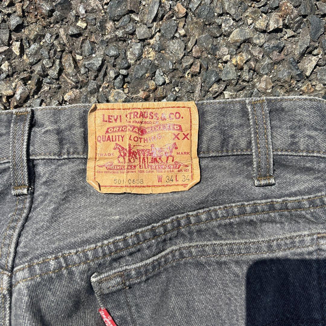 植*政様 80s 先染めブラック 501　Levis 34 34 実寸3433