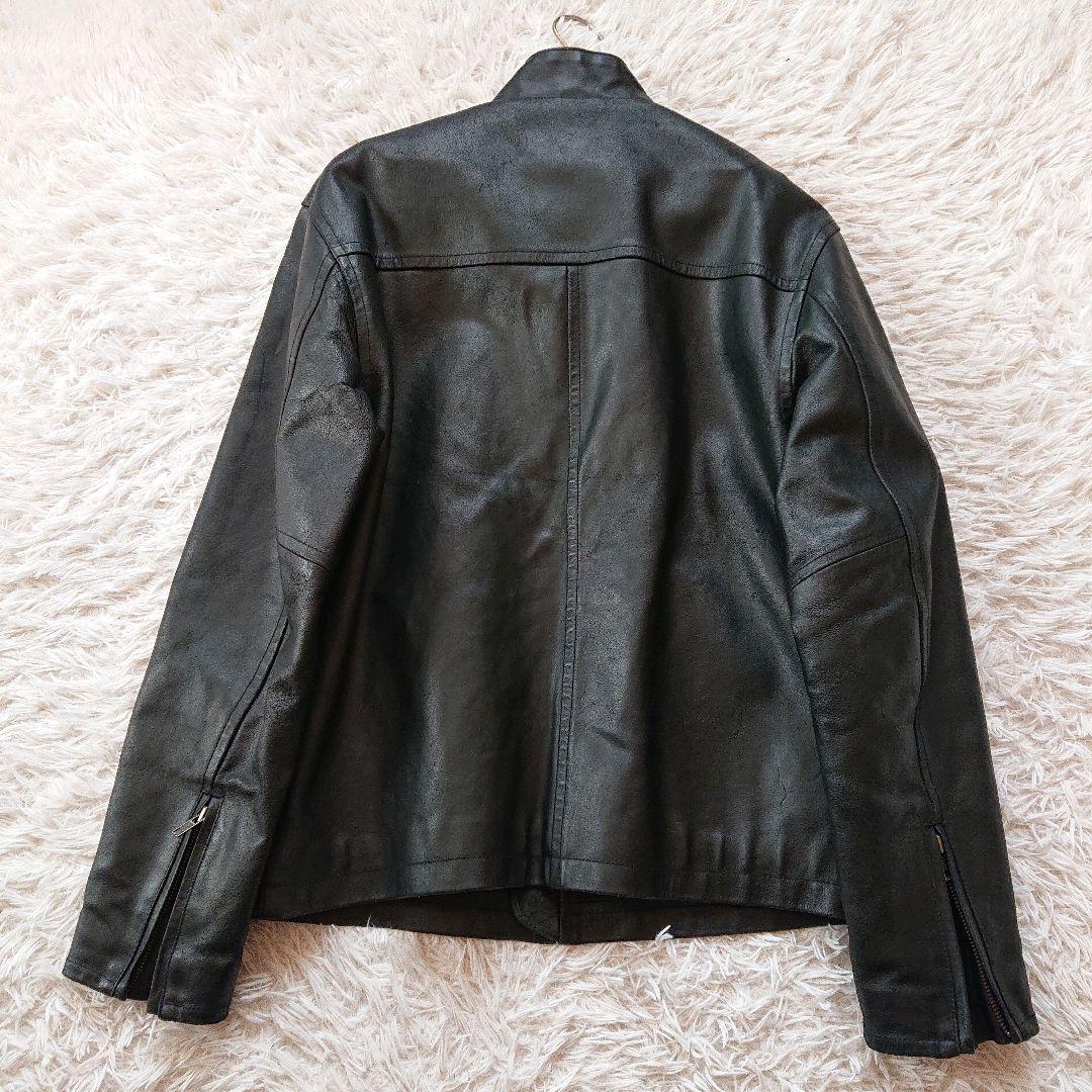 【S】シングル ライダース レザージャケット キルティング 牛革 本革 黒