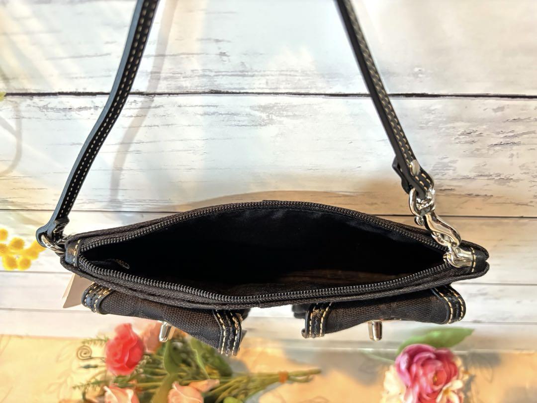 COACH コーチミニハンドバック財布　ポーチ　小物入れ　キャンバス　ブラック