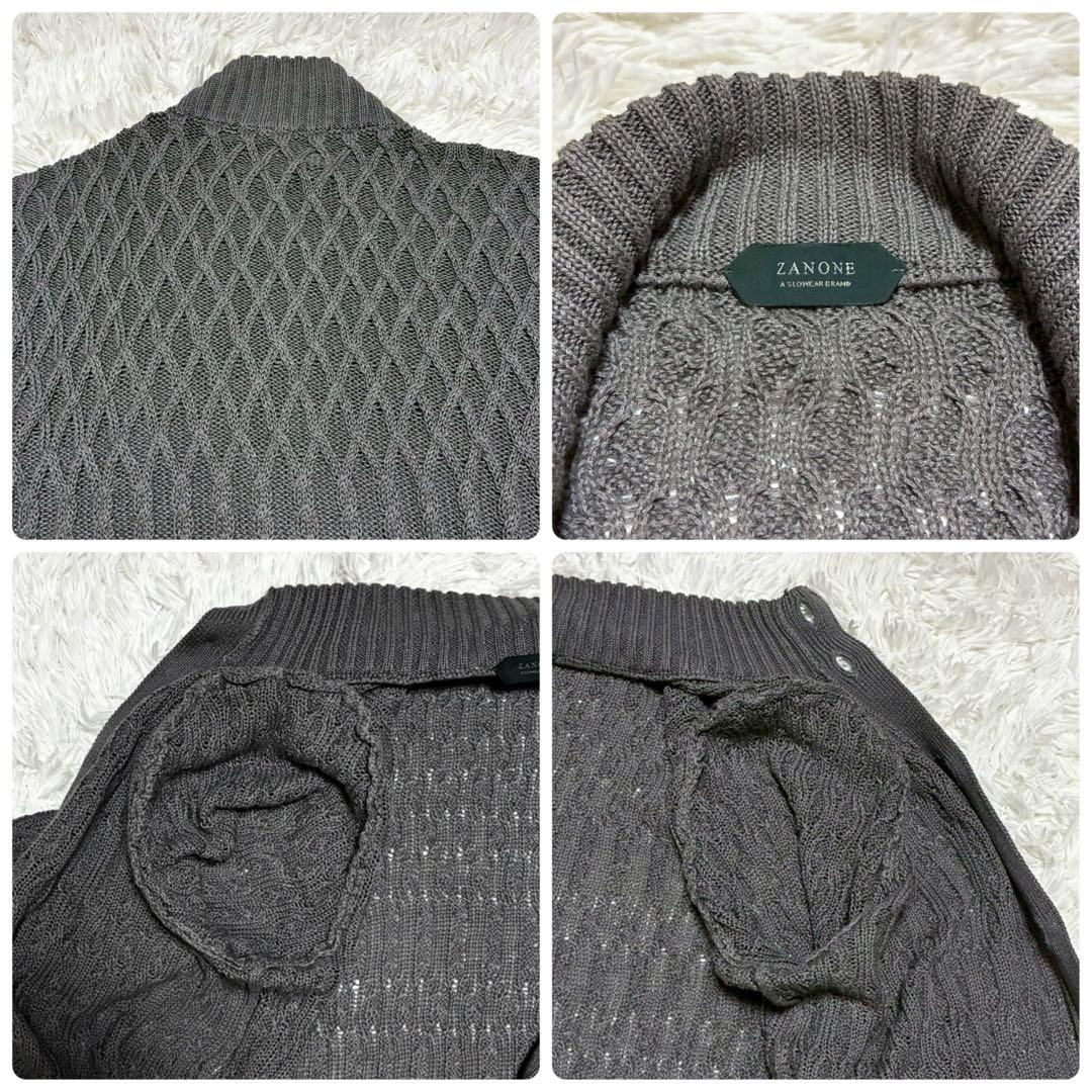 美品/XL相当　ZANONE カーディガン　ニット　ケーブル　編み込み　グレー ザノーネ（ZANONE）のニット｜40代・50代メンズ向け2025/26秋冬