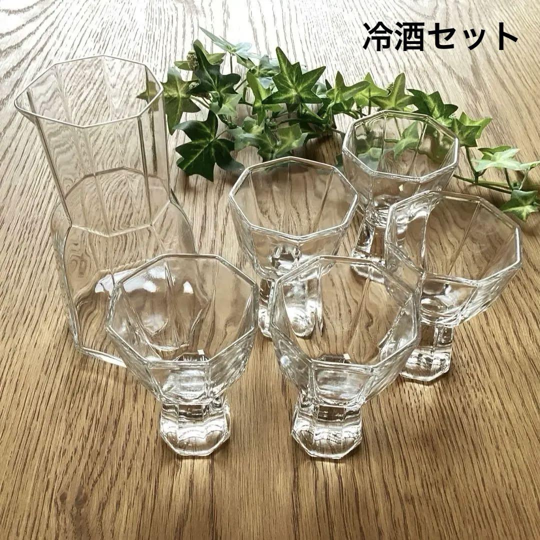 冷酒セット酒器セットとっくりおちょこセットガラス八角形