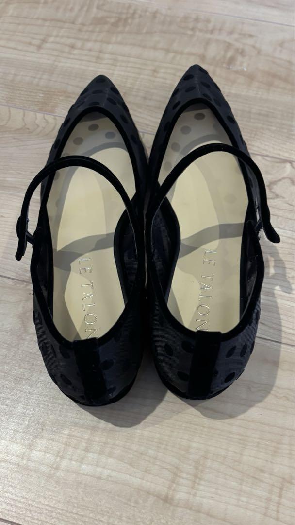 ルタロン【美品】ポインテッドストラップチュールフラットシューズ　24cm ルタロン【美品】ポインテッドストラップチュールフラット