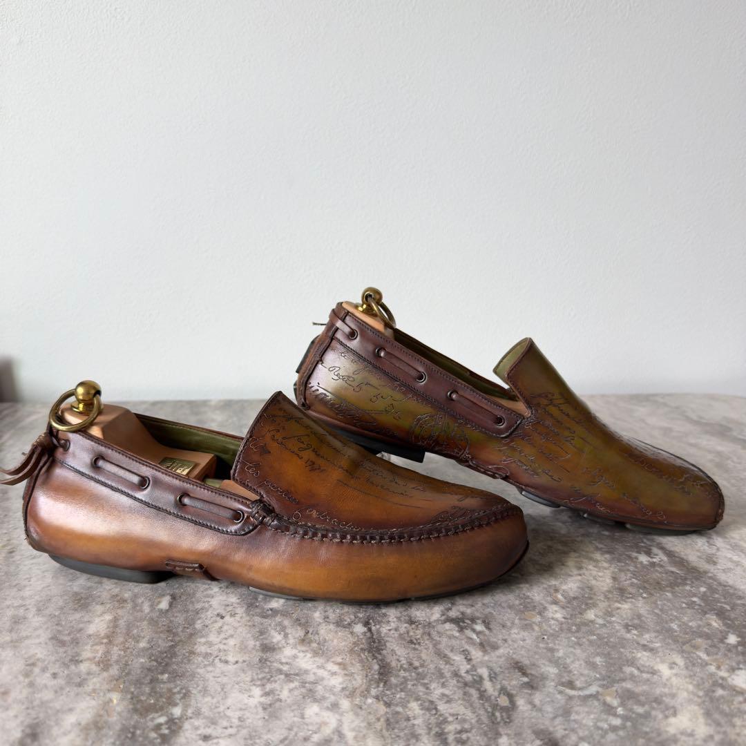 特注 38万円 ベルルッティ カリグラフィースクリットレザーローファーシューズ