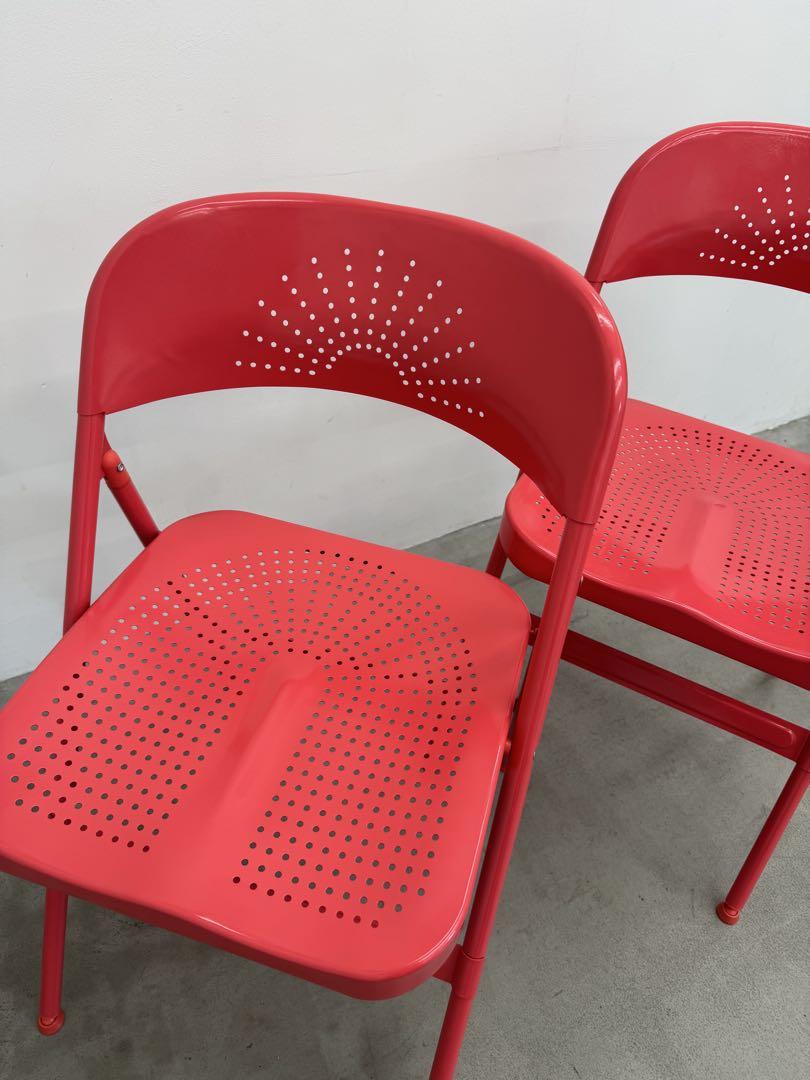 本物 フローデ FRODE イケア IKEA 廃盤品 レア 椅子 2脚セット 赤 ダイニングチェア