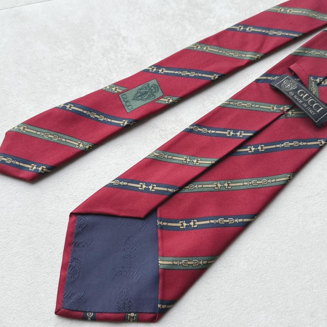 GUCCI グッチ ジャッキー 総柄ネクタイ シルク100% レッド　イタリア製