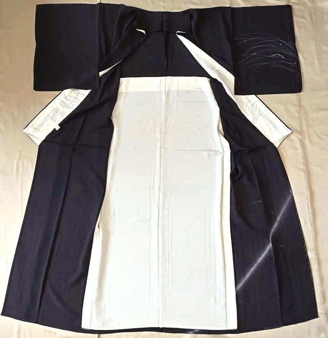 【爆売り！】 黒 訪問着 付け下げ 絽 正絹 夏物 白 着物 居敷当て付 着物・浴衣