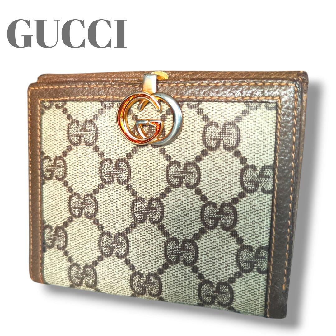 【極美品】GUCCI☆グッチ☆GGキャンバス☆本革PVC☆2つ折り☆茶ブラウン