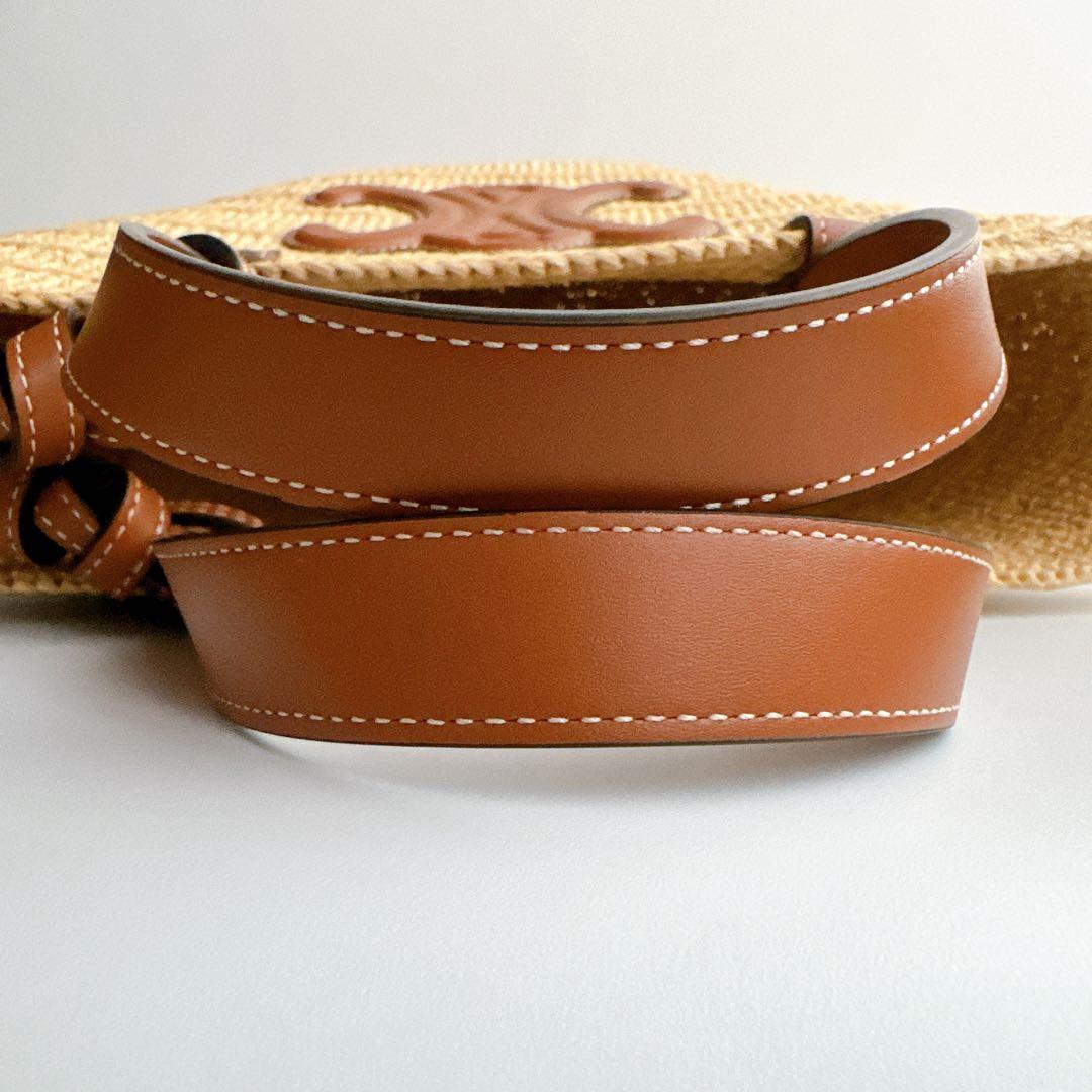 未使用級 セリーヌ ティーン サプル クラシック パニエ ラフィア カーフスキン