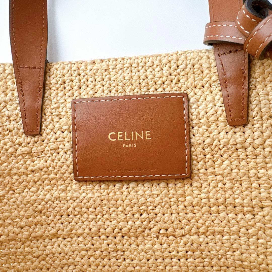 未使用級 セリーヌ ティーン サプル クラシック パニエ ラフィア カーフスキン