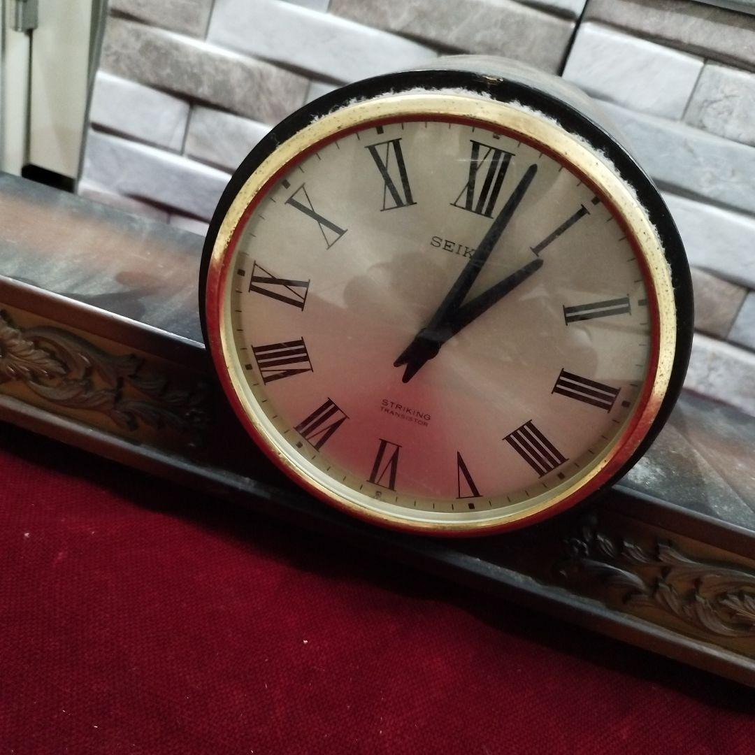 ☆ ジャンク品 昭和レトロ アンティーク 置時計 SEIKO 動作
