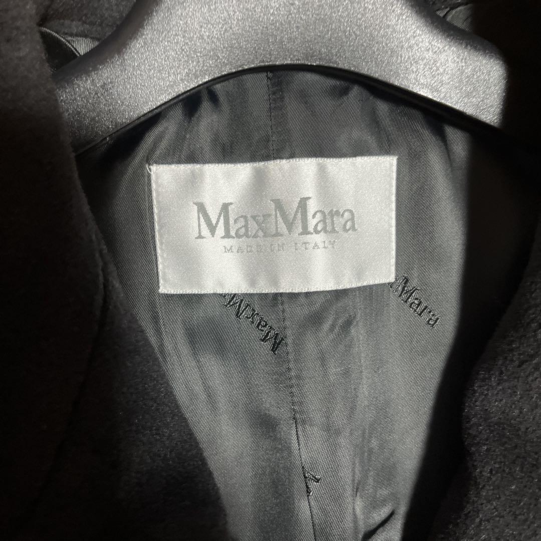 【美品】MaxMara 黒 ロングコート　白タグ