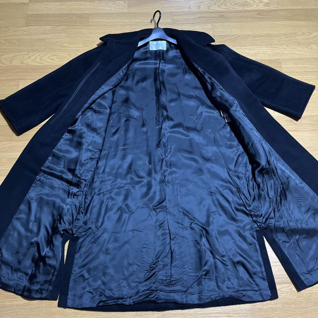 【美品】MaxMara 黒 ロングコート　白タグ