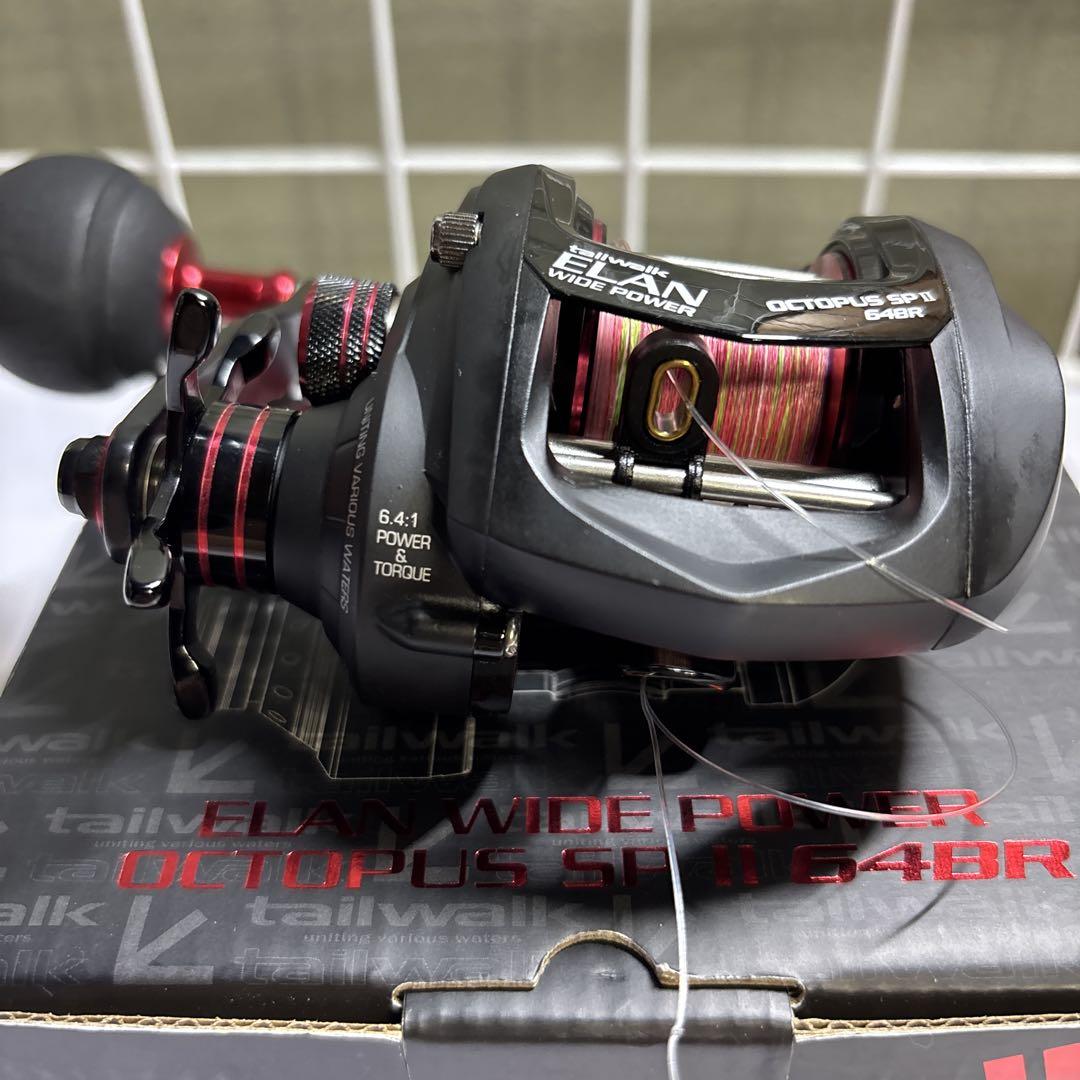 エラン　オクトパス64BR両軸リール ブラック/レッド エラン ワイドパワー オクトパスSP2 64BR 右ハンドル - 釣具の