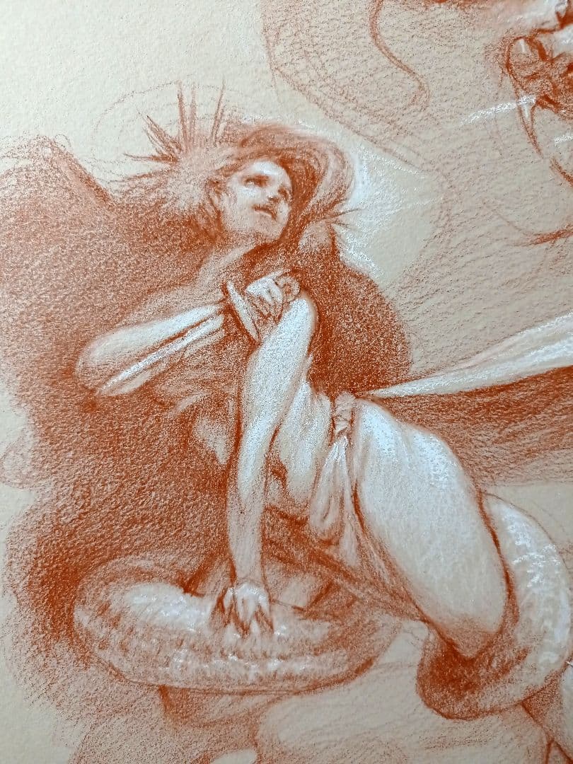 格安販売の 蛇 絵画 手描き 原画 スケッチ 絵画/タペストリ